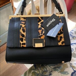 Dune London Black and Leopard Shoulder Bag
